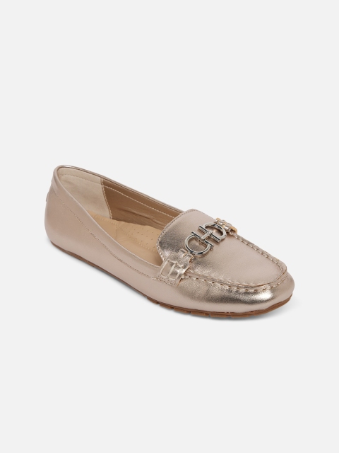 

ALDO Women Silver-Toned Textured Leather Loafers