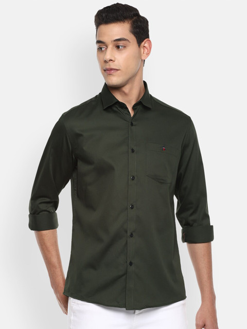 

Louis Philippe Jeans Men Olive Green Slim Fit Casual Shirt