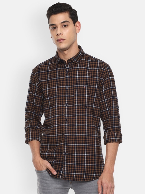 

Louis Philippe Jeans Men Brown Slim Fit Tartan Checked Casual Shirt