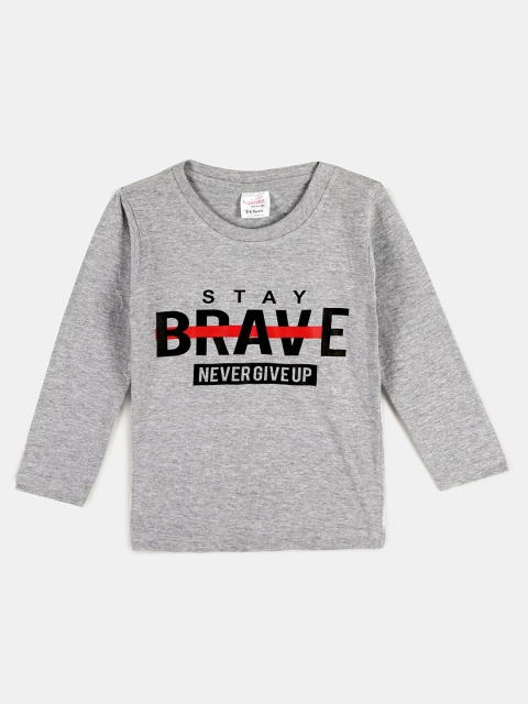 

Hopscotch Boys Multicoloured Typography 2 V-Neck Applique T-shirt, Multi