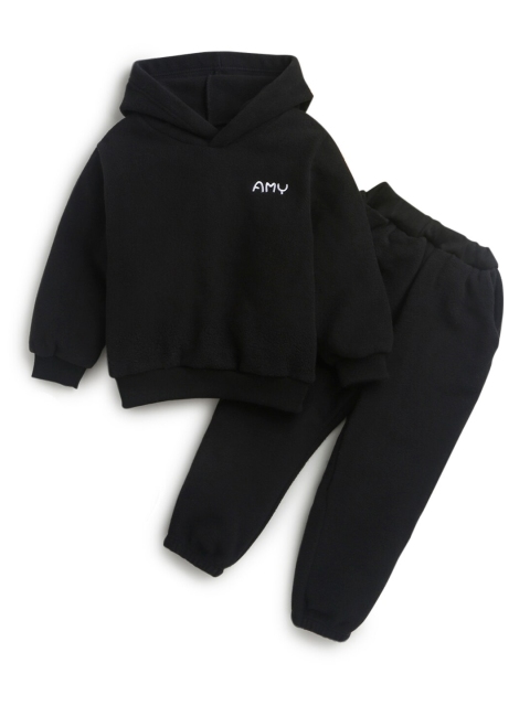 

Hopscotch Boys Black Hooded Sweatshirt with Joggers