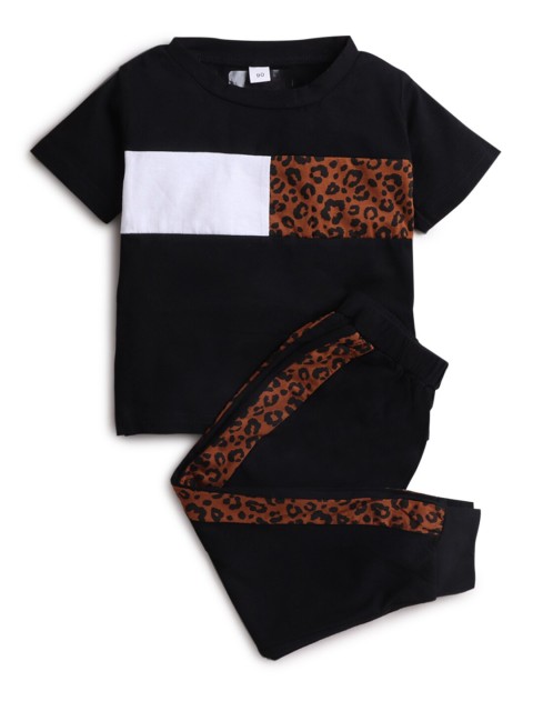 

Hopscotch Boys Black & Brown Pure Cotton Printed Top with Trousers