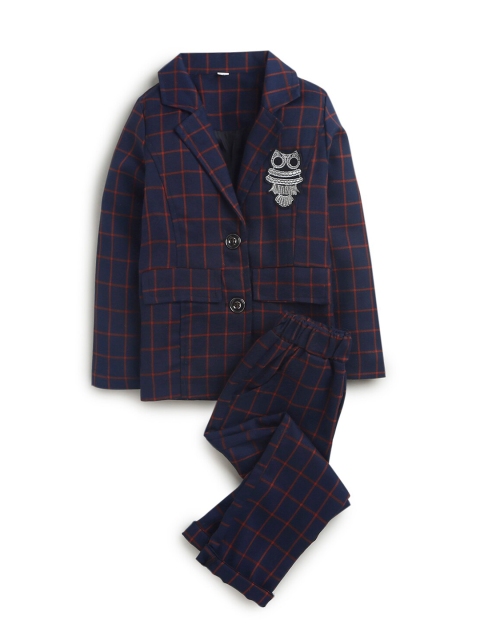 

Hopscotch Boys Navy Blue & Red Checked Blazer with Trousers