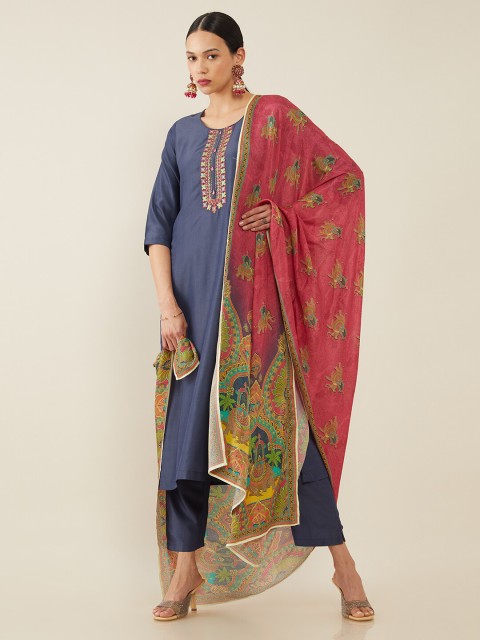 

Soch Women Blue & Red Pant Suit Set