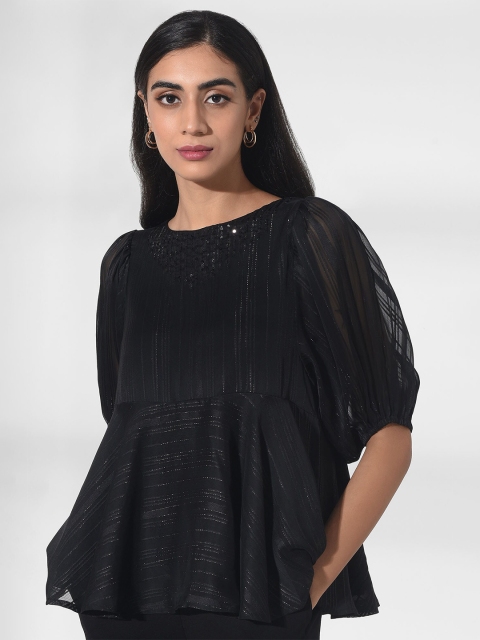 

W Black Peplum Top