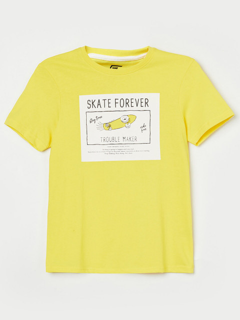 

Fame Forever by Lifestyle Boys Yellow & White Printed T-shirt