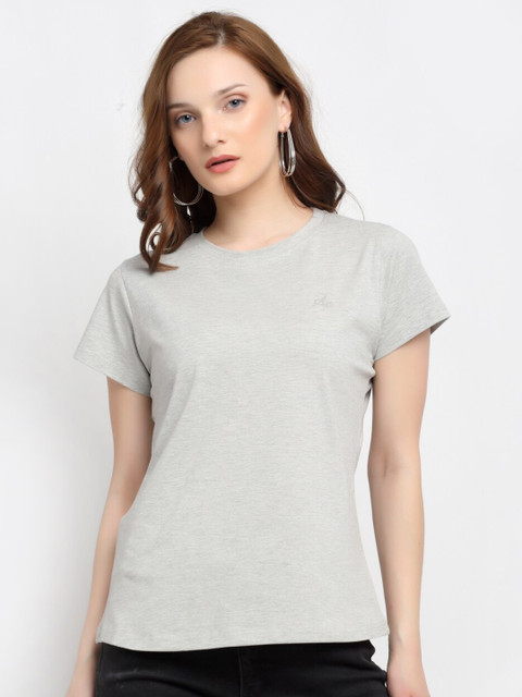 

ANTI CULTURE Women Grey Cotton T-shirt