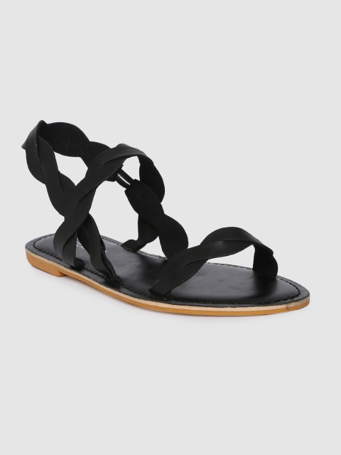 

DressBerry Women Black Solid Open Toe Flats