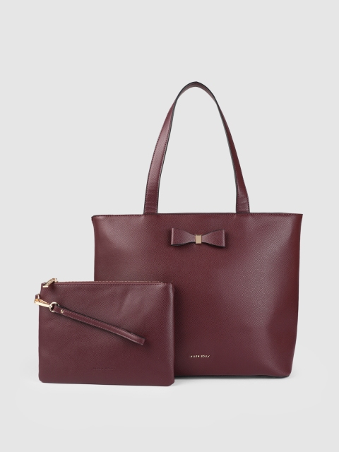 

Allen Solly Burgundy Solid PU Regular Structured Shoulder Bag with Bow Detail