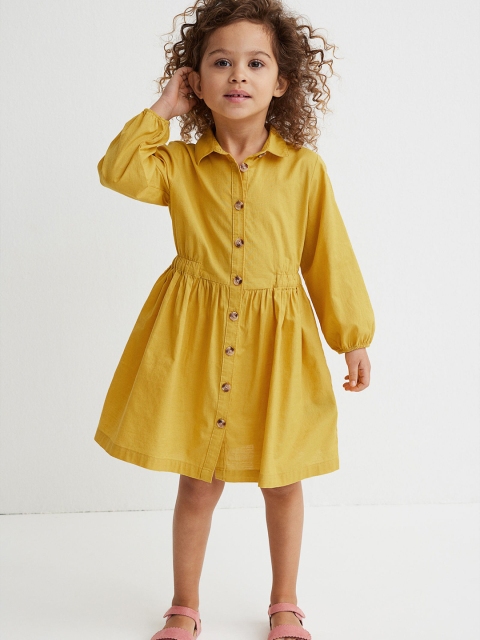 

H&M Girls Yellow Cotton shirt dress