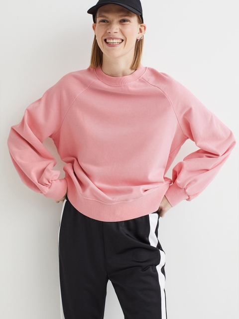 

H&M Women Pink Solid Raglan-Sleeved Top