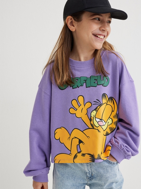 

H&M Girls Purple Boxy printed sweatshirt
