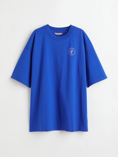 

H&M Women Blue Oversized Printed T-Shirt