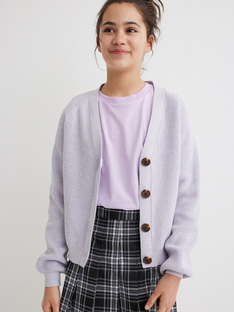 

H&M Girls Purple Knitted Cotton Cardigan