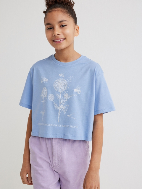 

H&M Blue Cropped Cotton Top