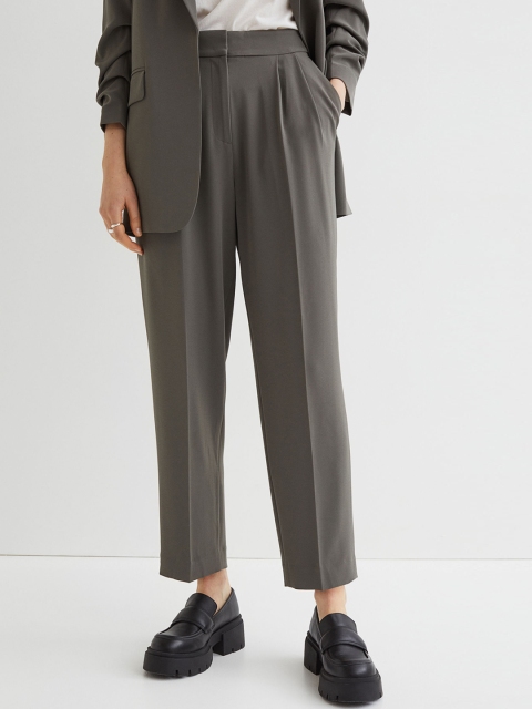 

H&M Women Green Tailored Trousers