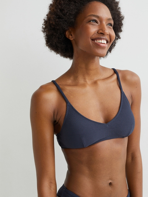 

H&M Women Blue Solid Padded Bikini Top