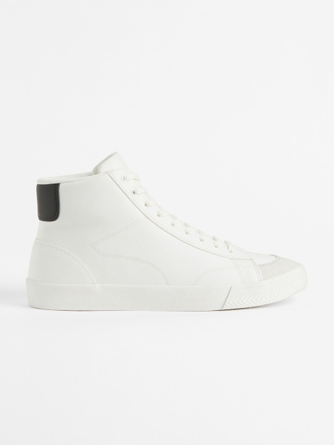 

H&M Men White Hi-Top Trainer Shoes