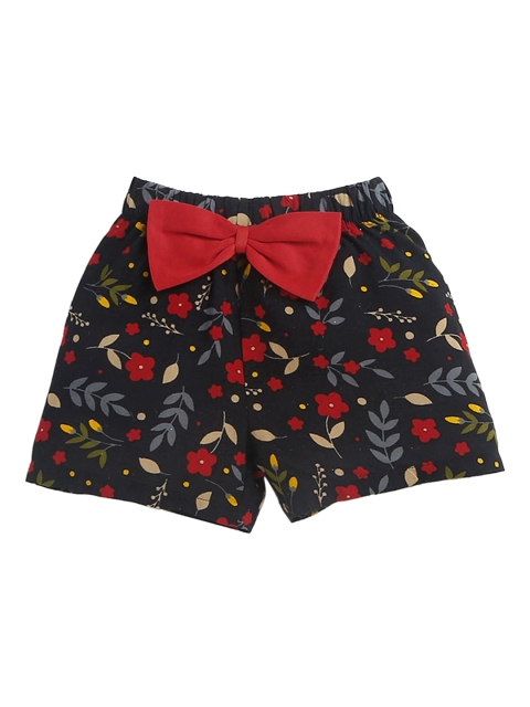 

Hopscotch Girls Black Floral Printed Shorts