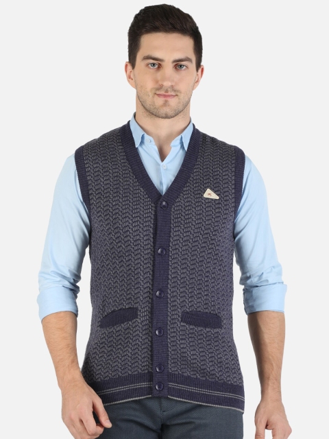 

Monte Carlo Men Blue & Grey Wool Blend Cardigan