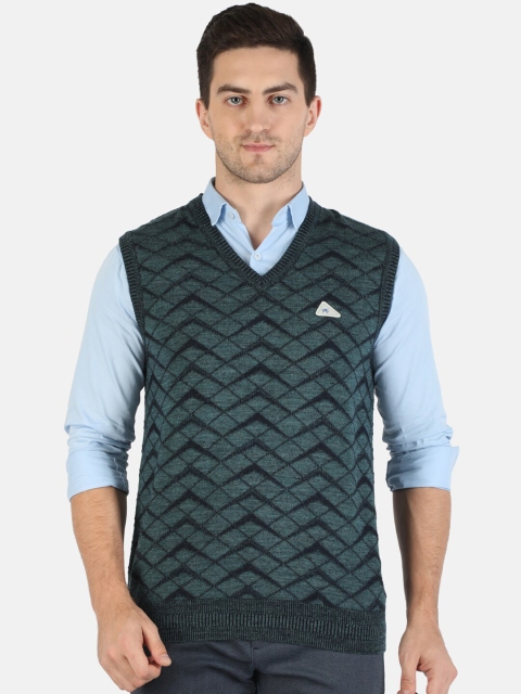 

Monte Carlo Men Green & Black Chevron Printed Sweater Vest