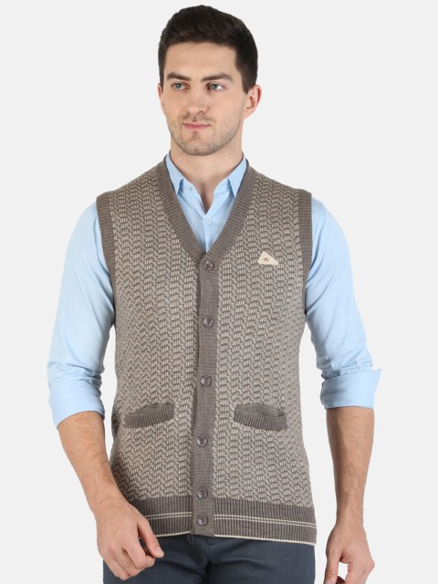 

Monte Carlo Men Brown & Beige Chevron Wool Blend Cardigan