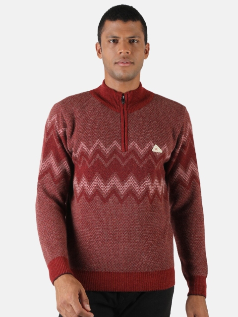

Monte Carlo Men Red Chevron Printed Wool Pullover