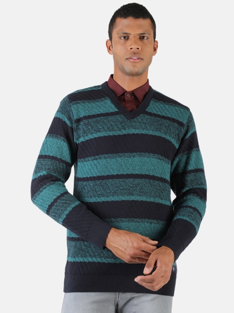 

Monte Carlo Men Navy Blue Striped Pullover
