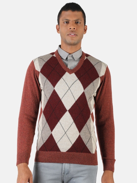 

Monte Carlo Men Maroon & White Printed Pullover