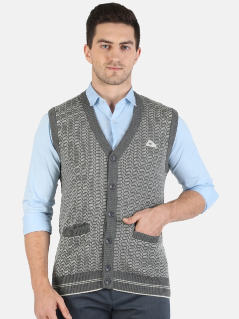 

Monte Carlo Men Grey & Off White Printed Cardigan