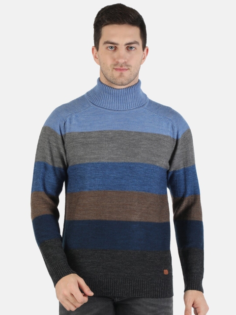 

Monte Carlo Men Navy Blue & Grey Colourblocked Pullover