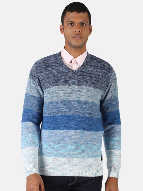 

Monte Carlo Men Grey & Blue Striped Pullover