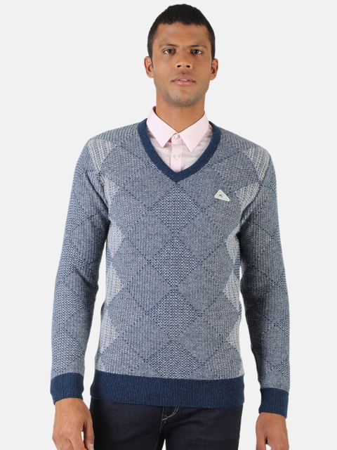 

Monte Carlo Men Woollen Blue & Off White Printed Pullover