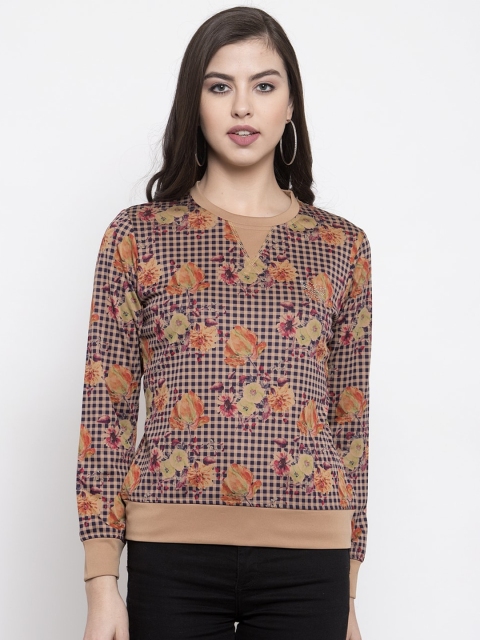 

armure Brown Geometric Printed Satin Top