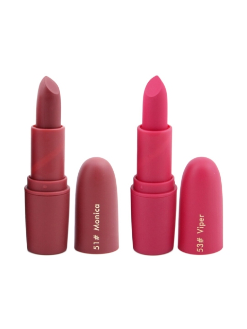 

MISS ROSE Set Of 2 Matte Creamy Bullet Lipstick #53 Viper & #51 Monica- 20g, Beige