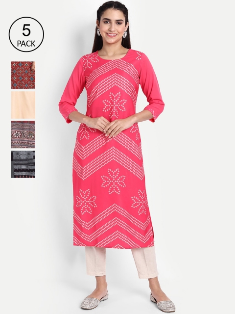 

KALINI Women Multicoloured Geometric Printed Crepe Kurta, Multi