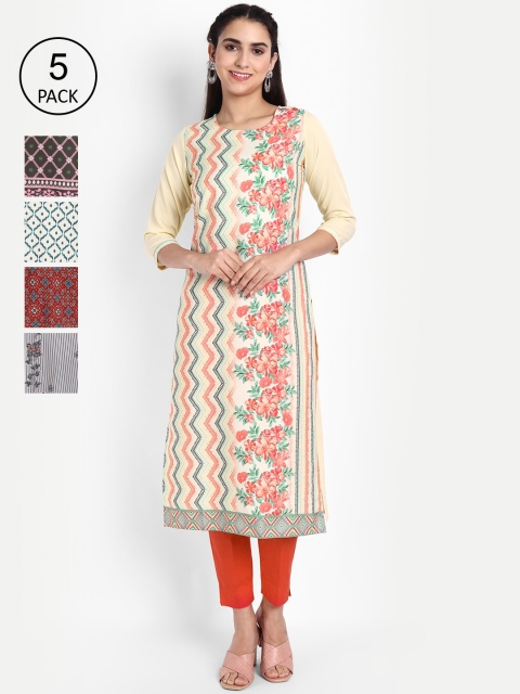 

KALINI Women Pack of 5 Multi Ethnic Motifs Printed Kurta