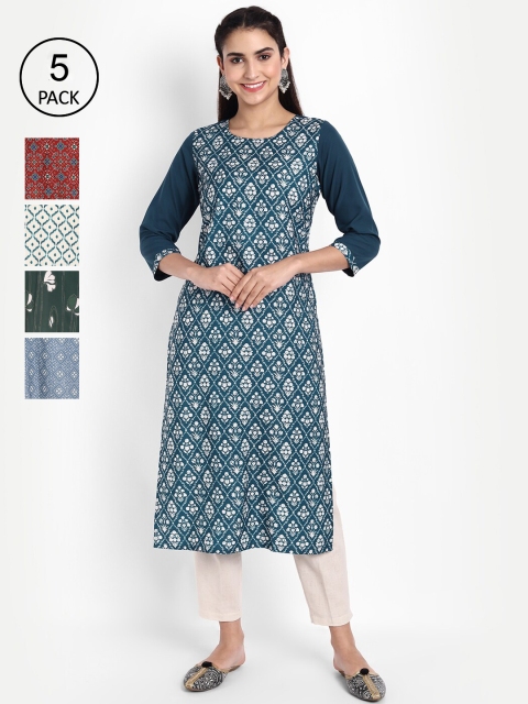

KALINI Women Multicoloured Ethnic Motifs Printed Crepe Kurta, Multi