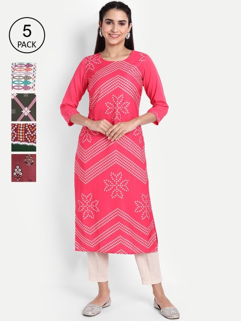 

KALINI Women Multicoloured Printed Thread Work Crepe Kurta, Multi