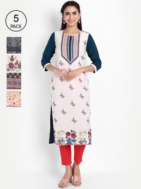 

KALINI Women Pack of 5 Multi Floral Printed Kurta