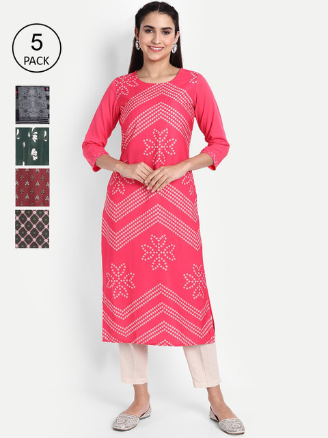 

KALINI Women Pack of 5 Multi Printed Kurta