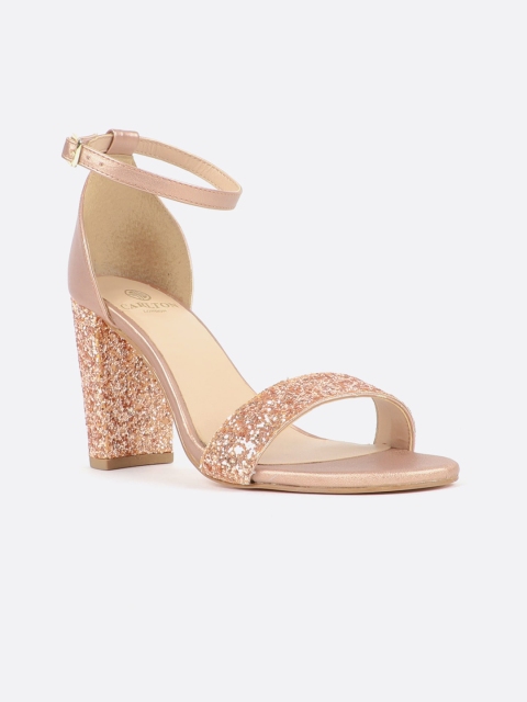 

Carlton London Women Rose Gold Embellished Block Sandals