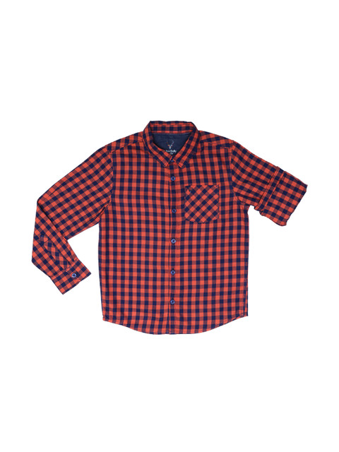 

Allen Solly Junior Boys Orange Regular Fit Checked Casual Shirt