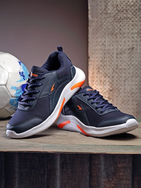 

ASIAN Men Navy Blue & Orange Memory Foam Air Cushion Mesh Running Shoes