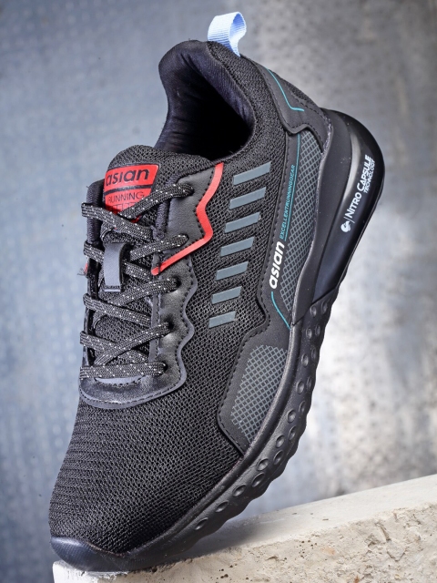 

ASIAN Men Black Mesh Running Shoes