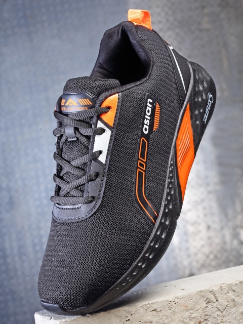 

ASIAN Men Black Mesh Running Non-Marking Shoes