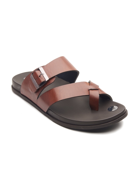 

MICHAEL ANGELO Men Tan & Coffee Brown PU Comfort Sandals