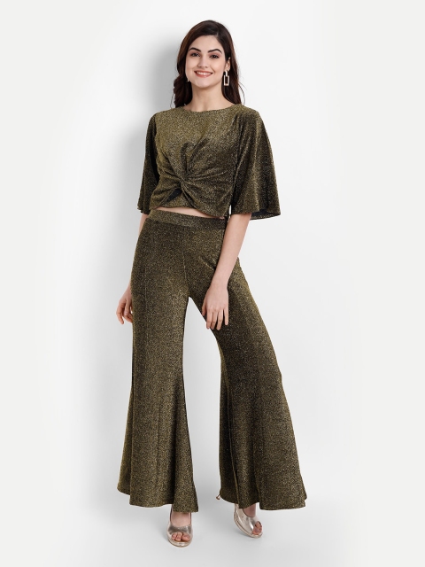 

Broadstar Women Olive Shimmer Detailed Co-Ords