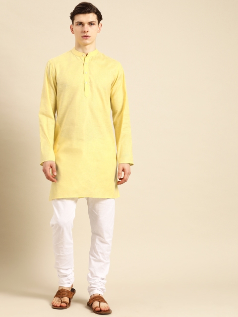 

Anouk Men Yellow Pure Cotton Kurta with Churidar