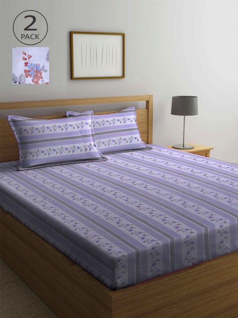 

KLOTTHE Multicoloured Floral 210 TC 2 Queen Bedsheet with 4 Pillow Covers, Multi